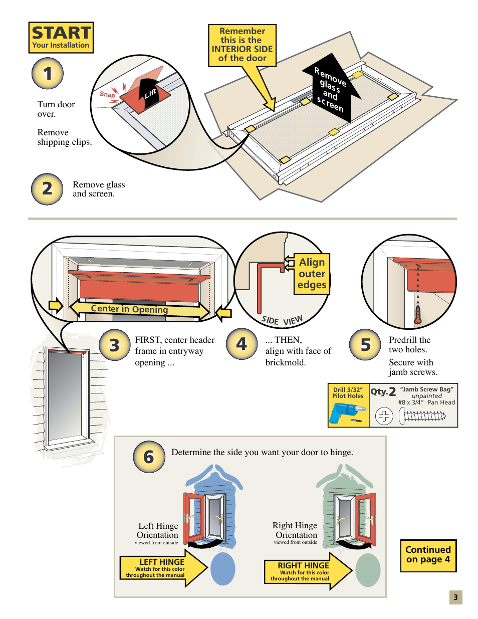 Start | Pella Storm Door Models 35123 User Manual | Page 3 / 12