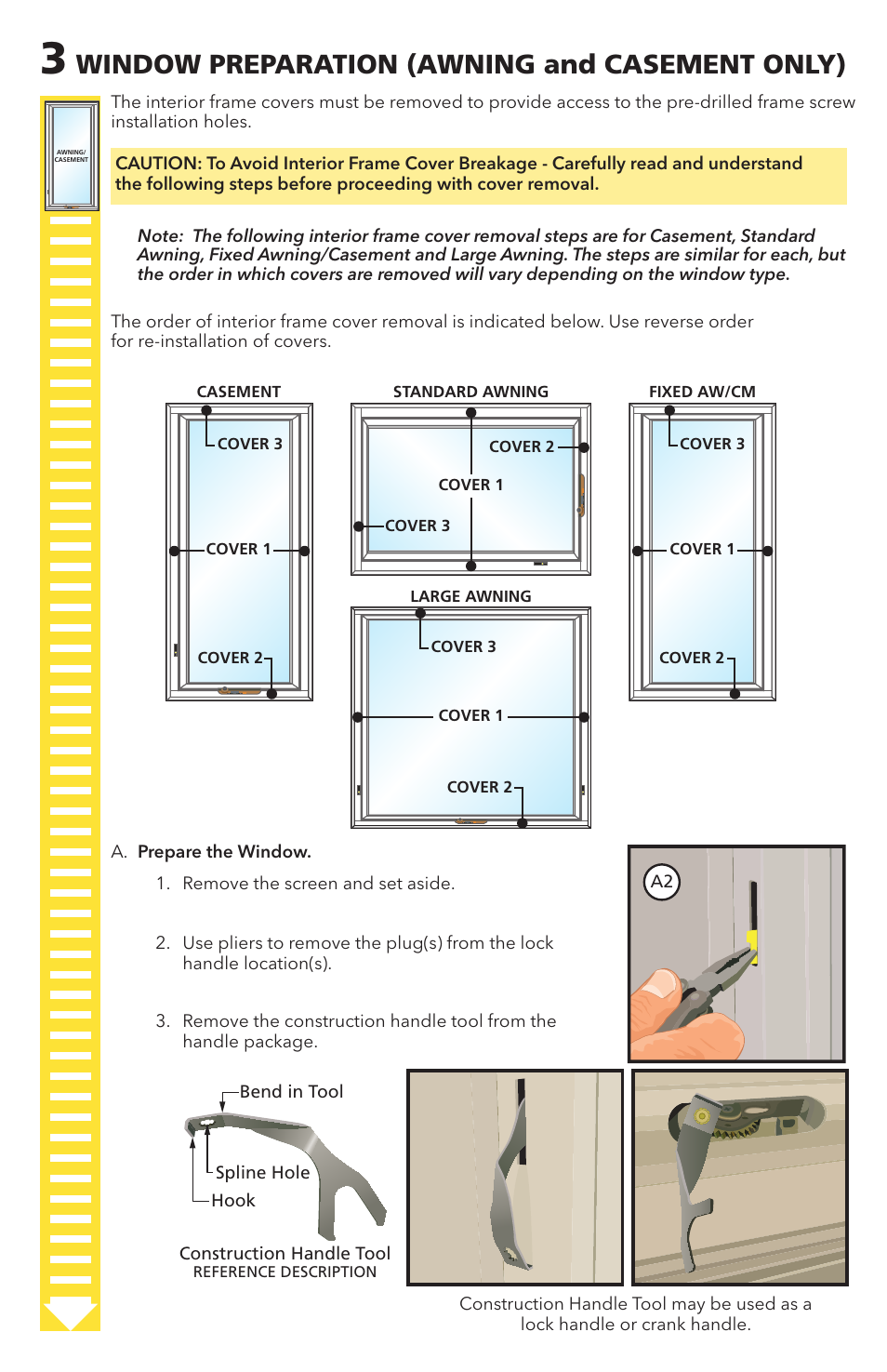 Window preparation (awning and casement only) | Pella Replacement Window 80YV0102 User Manual | Page 3 / 14
