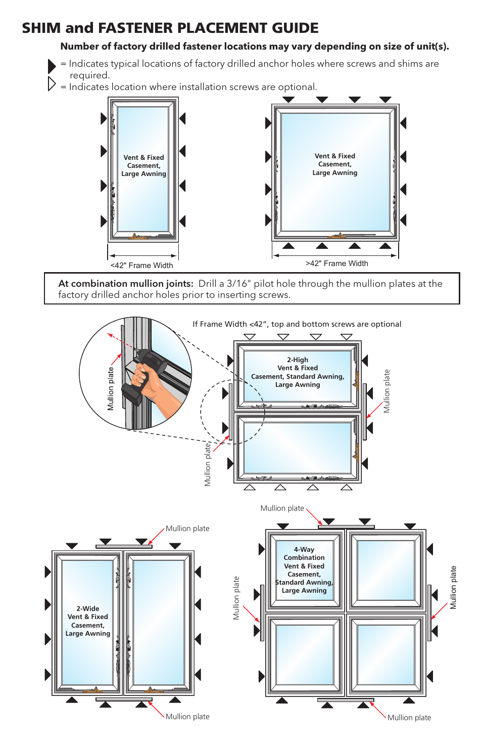 Shim and fastener placement guide | Pella Replacement Window 80YV0102 User Manual | Page 7 / 14