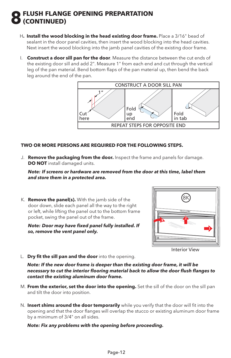 Flush flange opening prepartation (continued) | Pella V983492 User Manual | Page 12 / 16