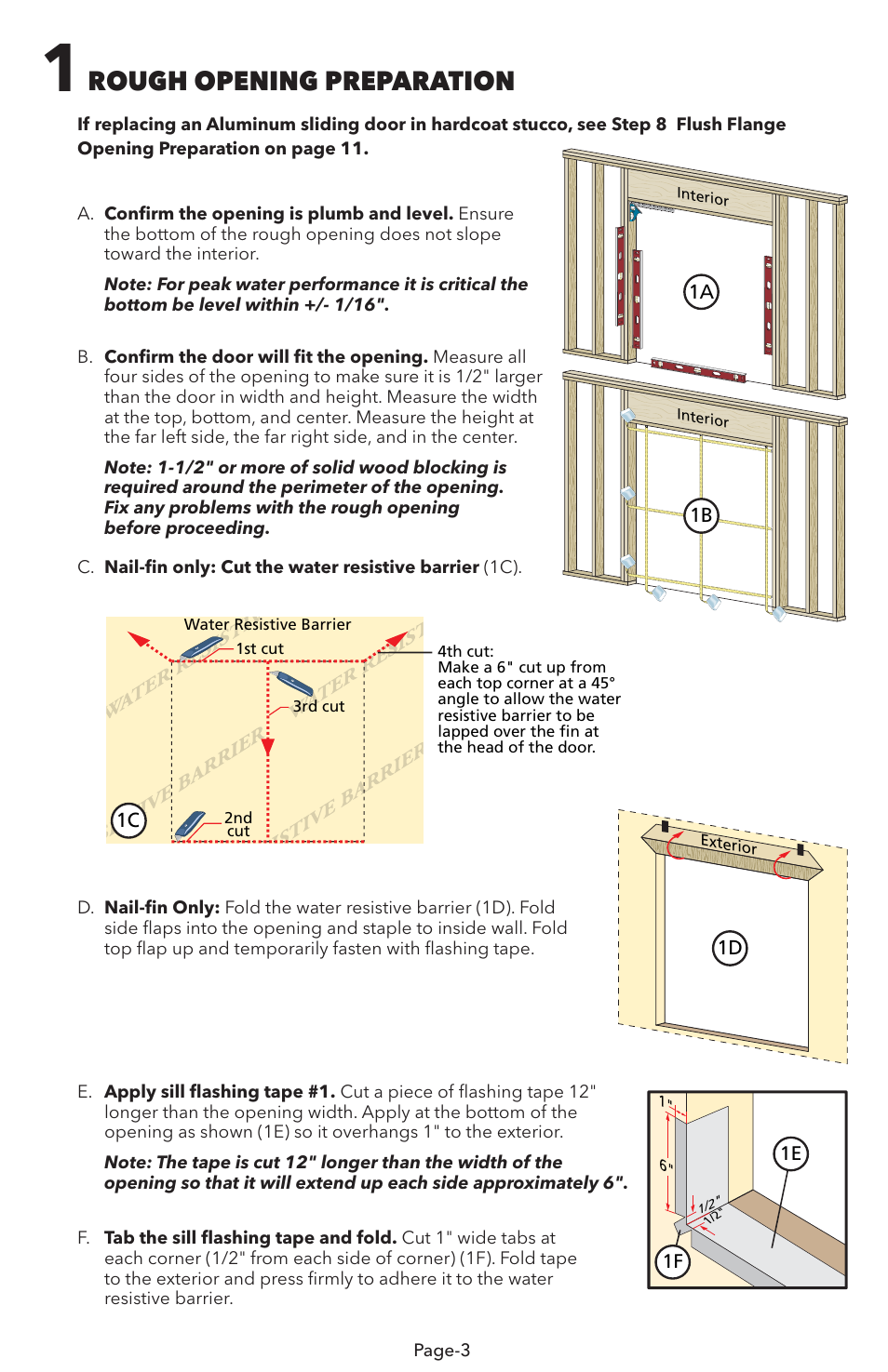 Rough opening preparation | Pella V983492 User Manual | Page 3 / 16