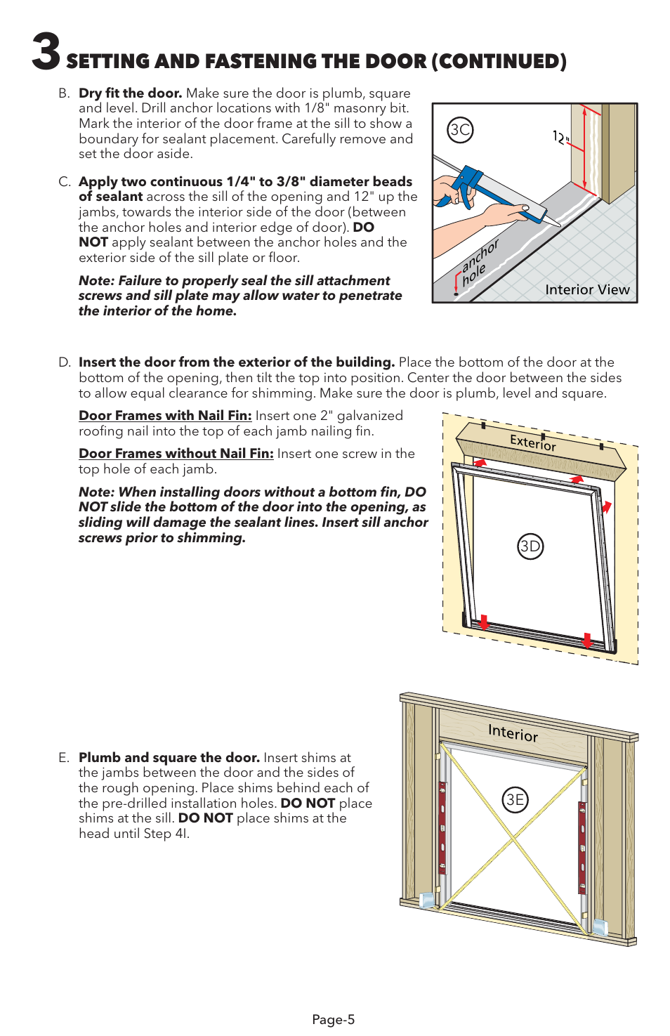 Setting and fastening the door (continued) | Pella V983492 User Manual | Page 5 / 16