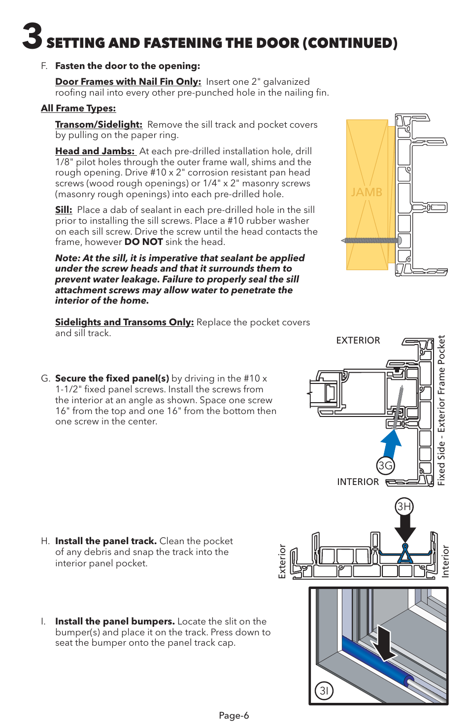 Setting and fastening the door (continued) | Pella V983492 User Manual | Page 6 / 16