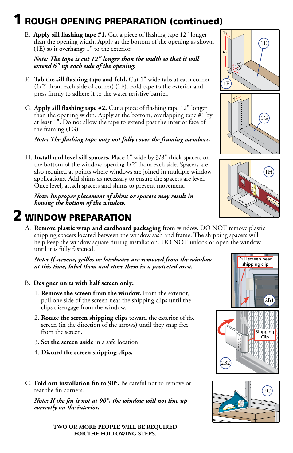 Window preparation, Rough opening preparation (continued) | Pella Double-Hung Window 802X0104 User Manual | Page 3 / 8