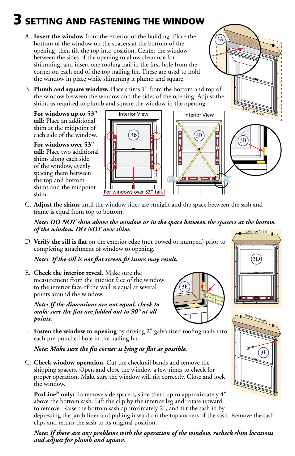Setting and fastening the window | Pella Double-Hung Window 802X0104 User Manual | Page 4 / 8