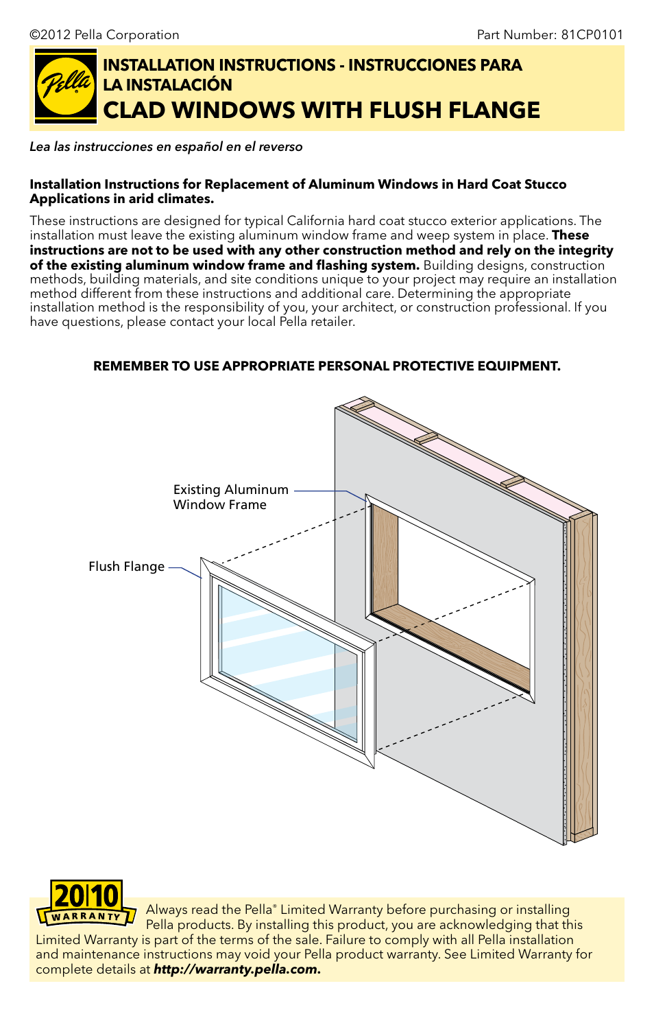 Pella Clad Windows with Flush Flange 81CP0101 User Manual | 9 pages