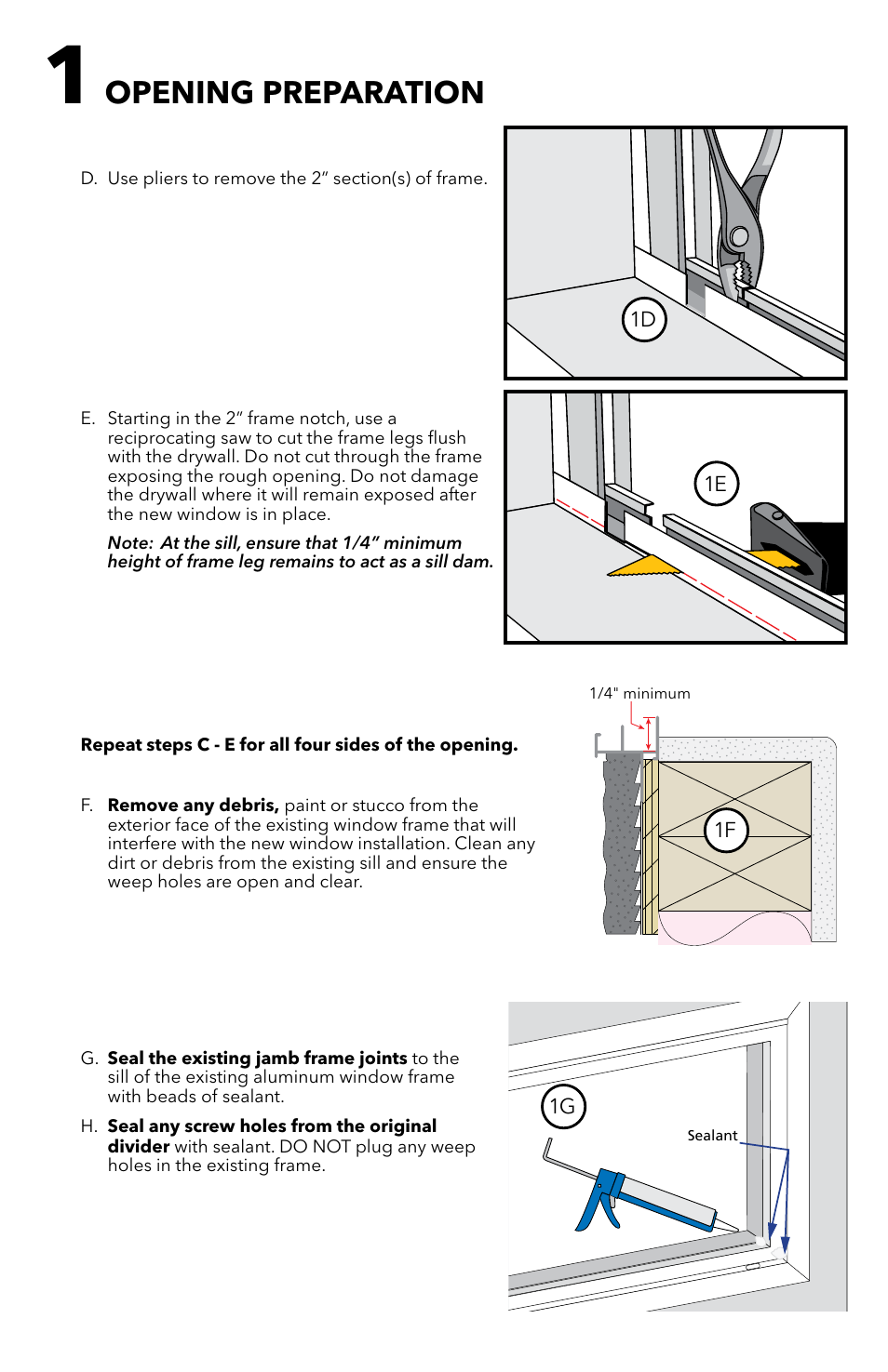 Opening preparation | Pella Clad Windows with Flush Flange 81CP0101 User Manual | Page 3 / 9