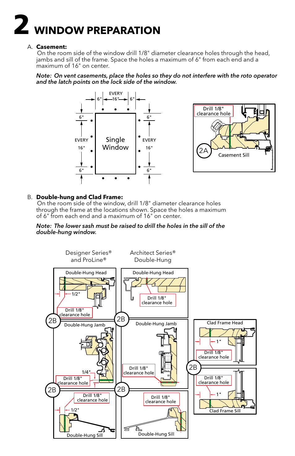 Window preparation, 2a 2b 2b 2b | Pella Clad Windows with Flush Flange 81CP0101 User Manual | Page 5 / 9