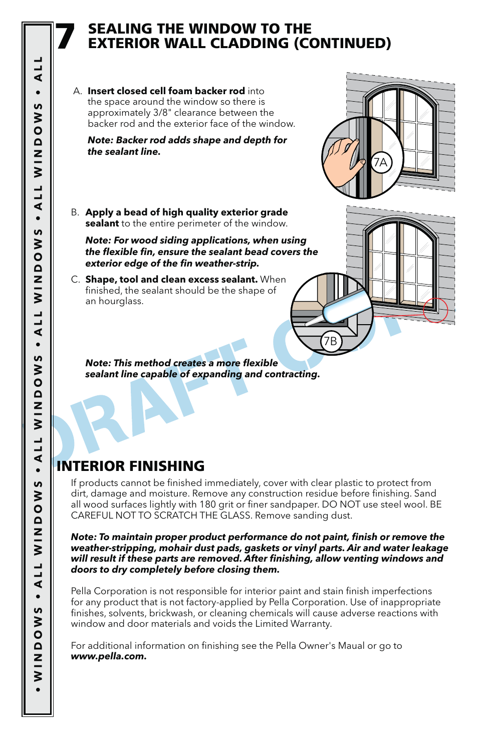 Interior finishing | Pella Performance Upgrade And HurricanesHield Impact Resistant For Fixed Frame Direct Set Windows 801U0103 User Manual | Page 9 / 10