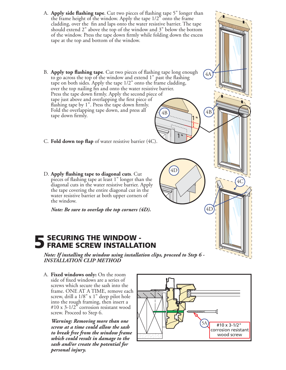 Securing the window - frame screw installation | Pella 80GY0102 User Manual | Page 6 / 10