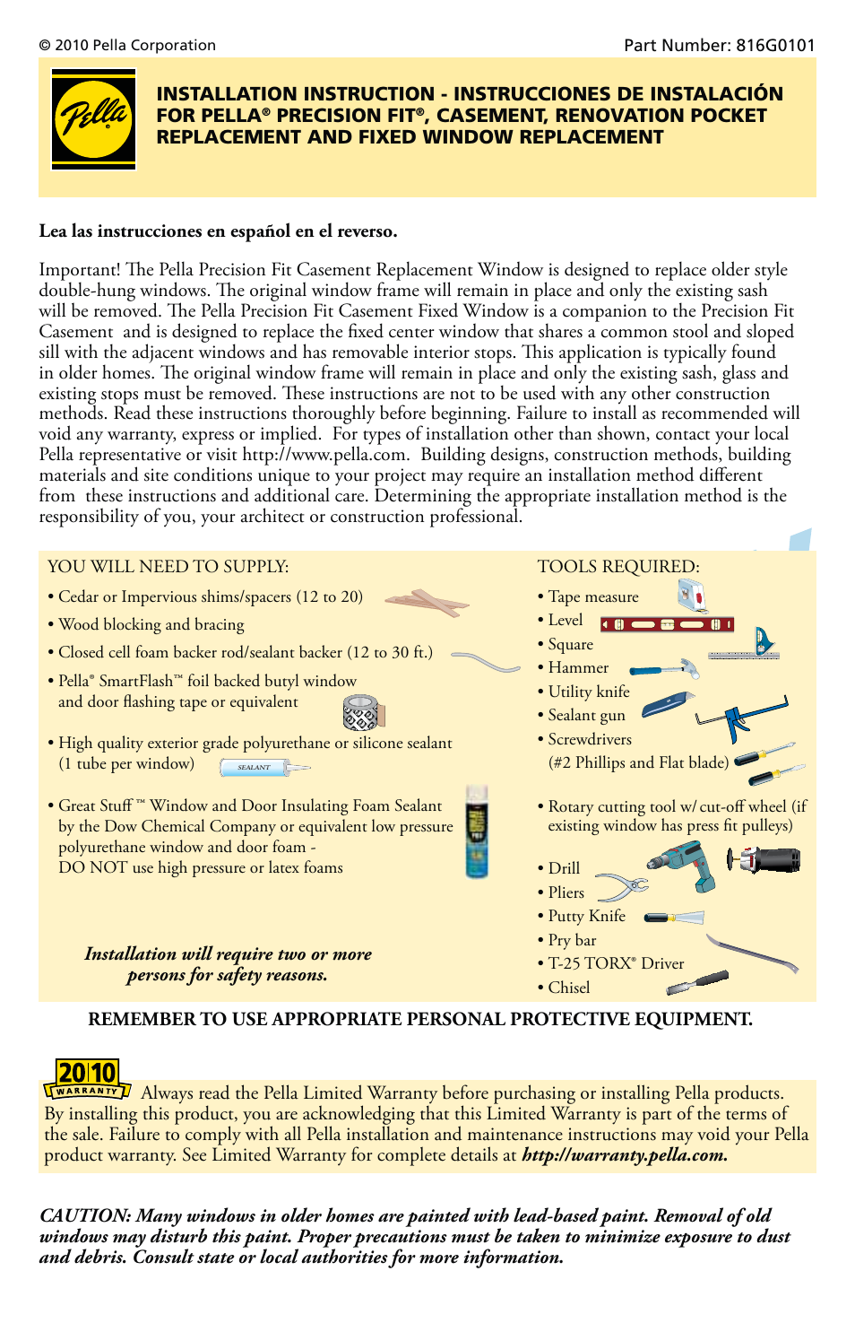 Pella Precision Fit User Manual | 12 pages