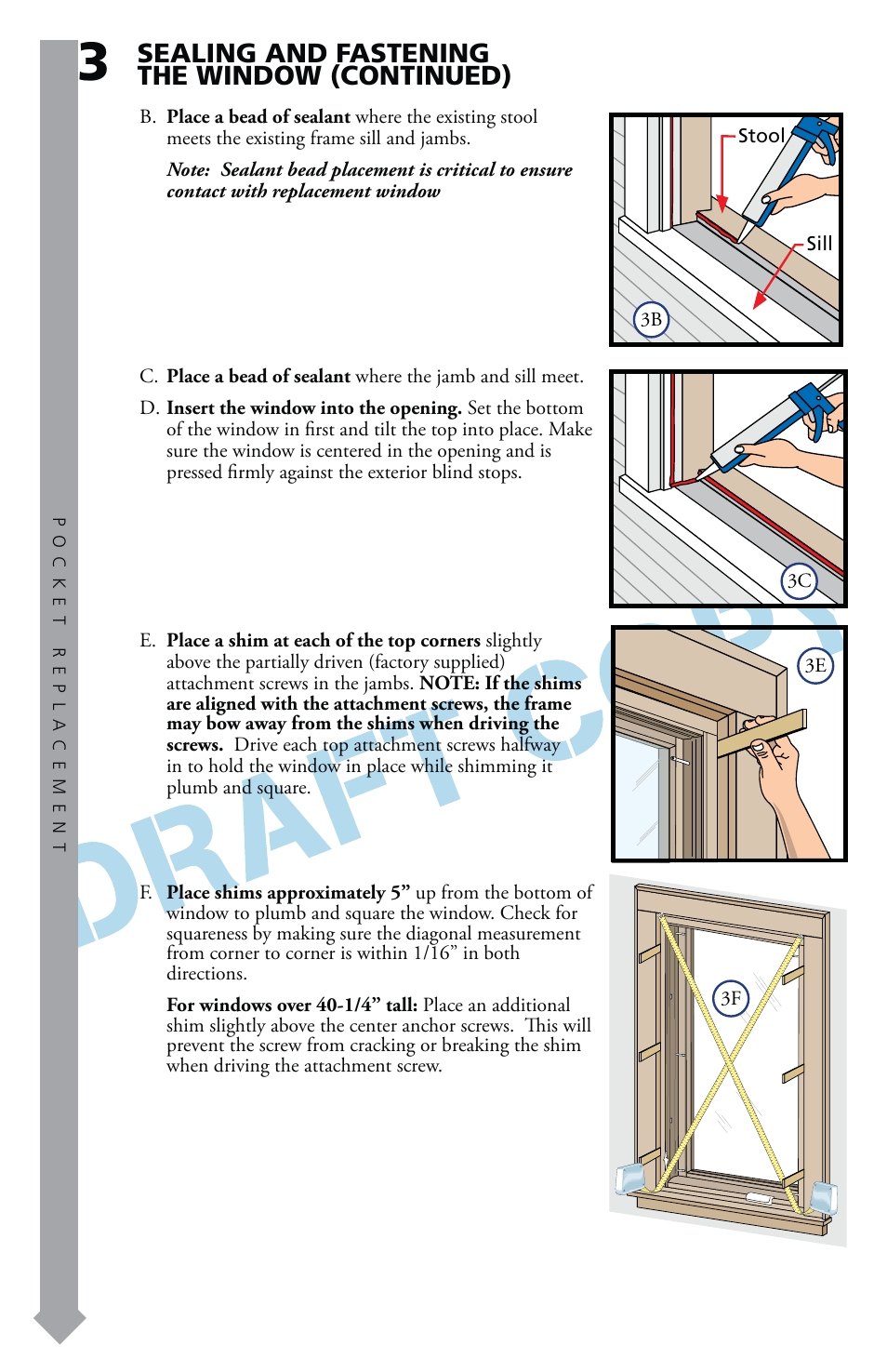 Sealing and fastening the window (continued) | Pella Precision Fit User Manual | Page 5 / 12