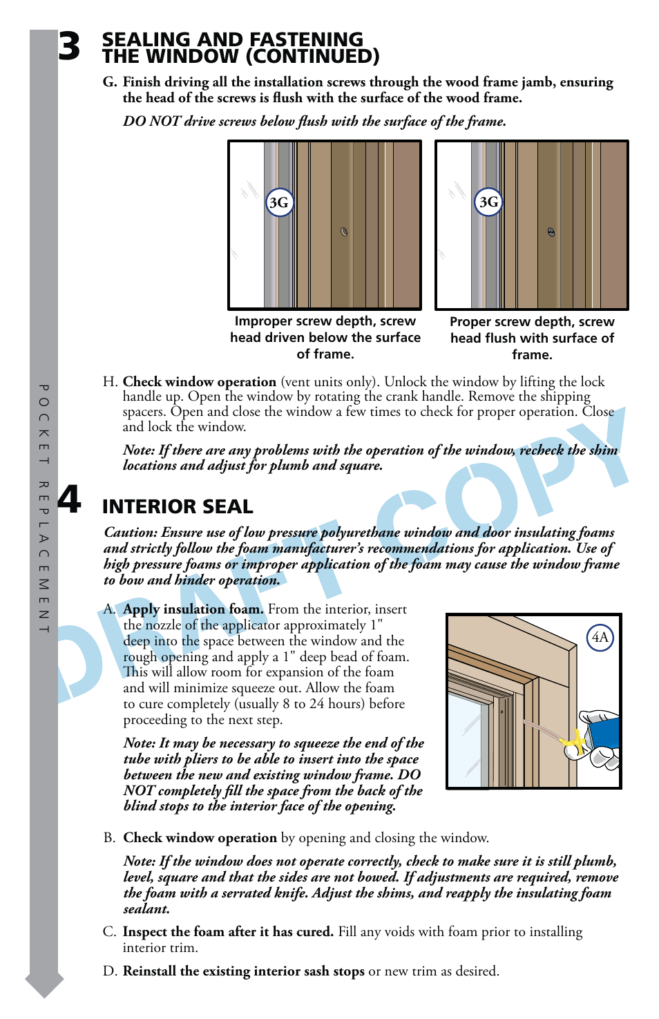 Sealing and fastening the window (continued), Interior seal | Pella Precision Fit User Manual | Page 6 / 12