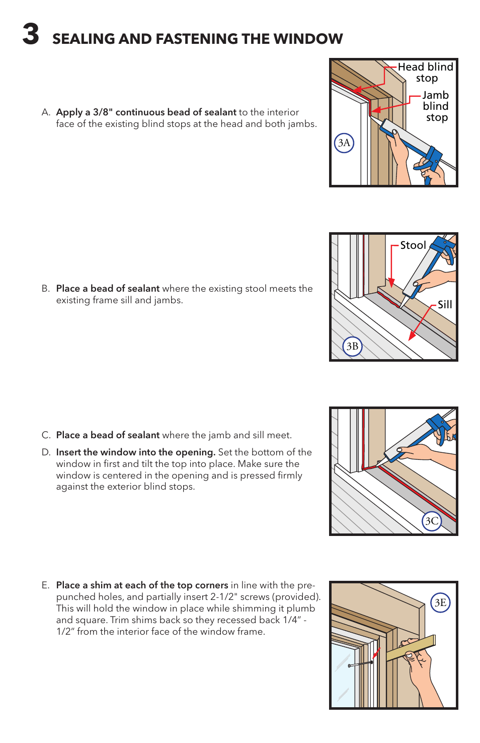 Sealing and fastening the window | Pella 808F0105 User Manual | Page 4 / 8