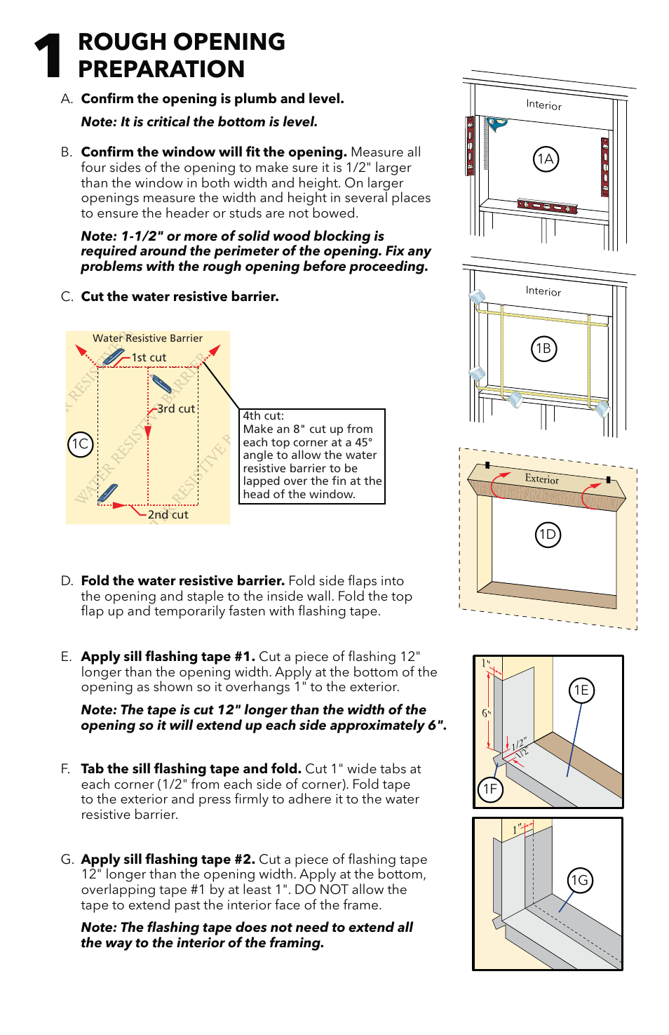 Rough opening preparation | Pella SLIDING User Manual | Page 2 / 7