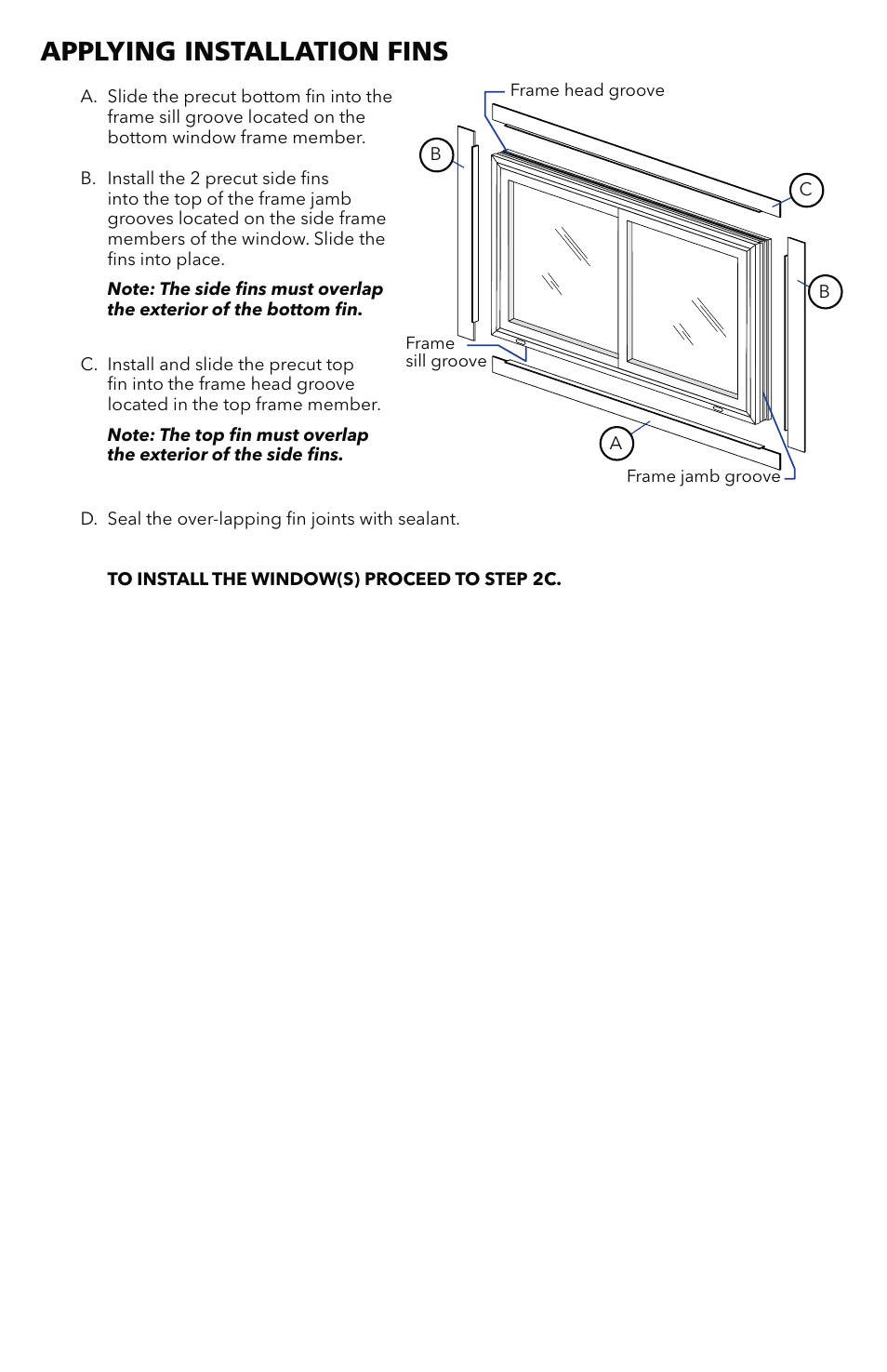 Applying installation fins | Pella SLIDING User Manual | Page 6 / 7