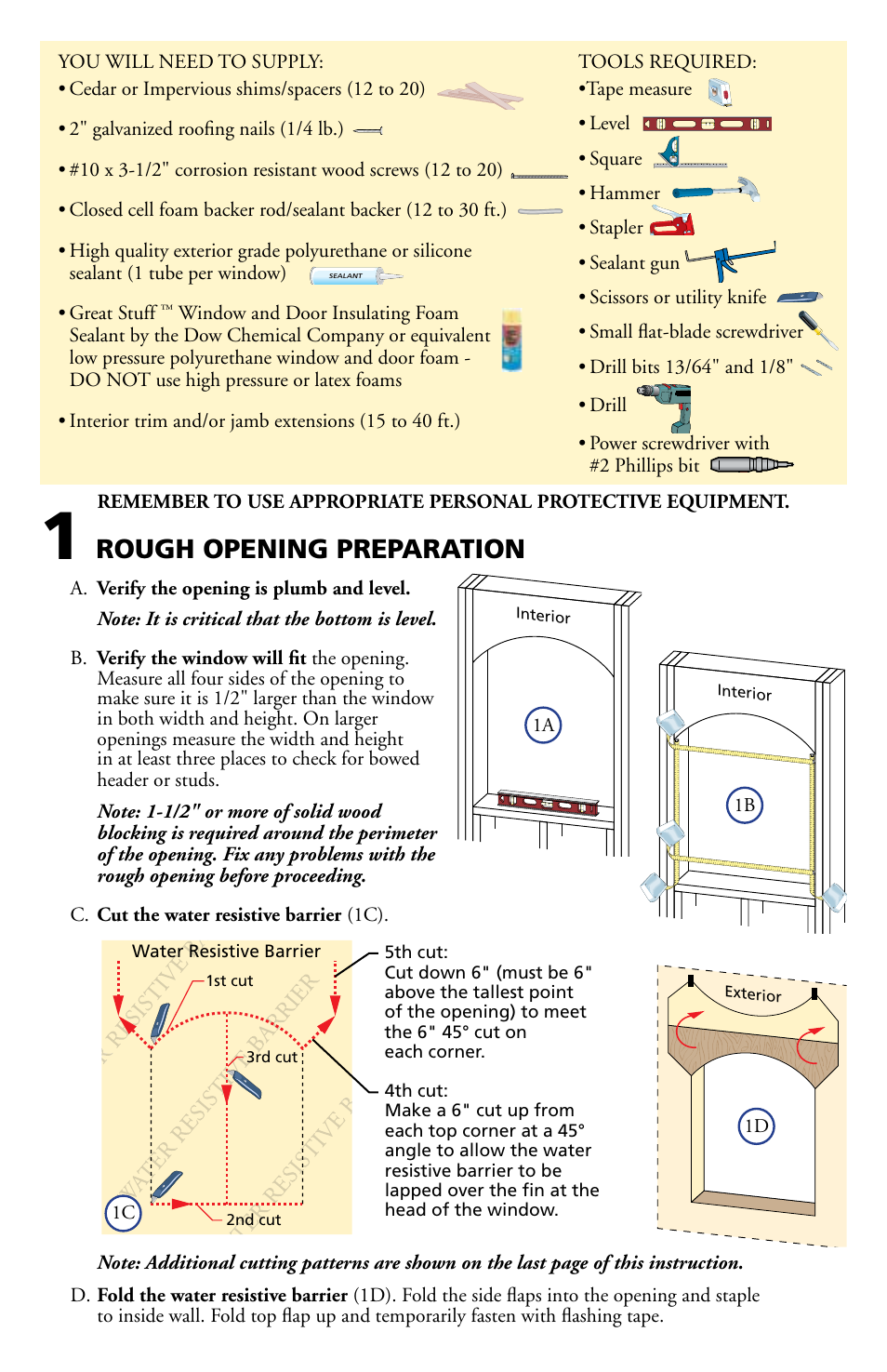 Rough opening preparation | Pella 80GZ0102 User Manual | Page 2 / 9