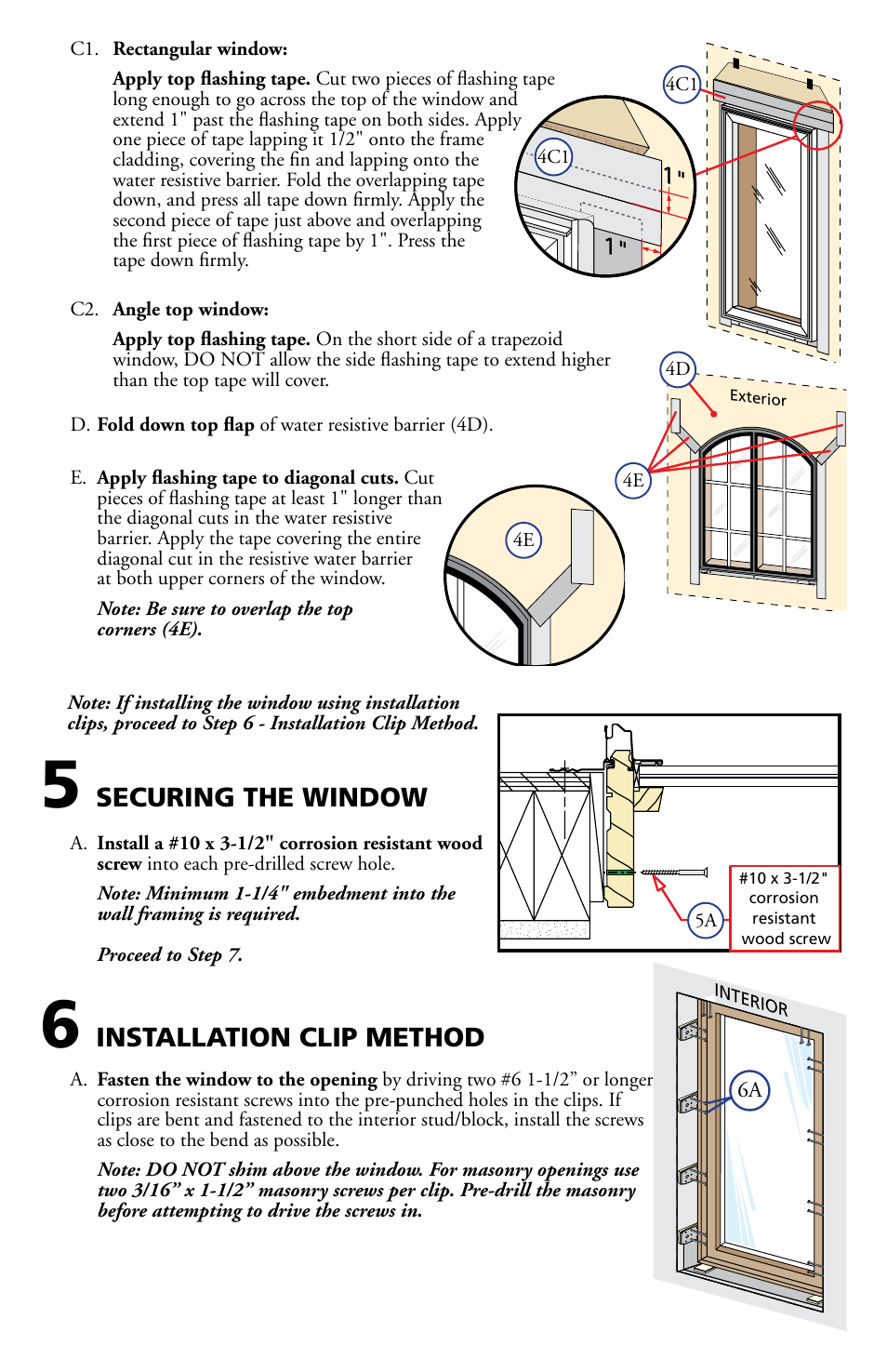 Securing the window, Installation clip method | Pella 80GZ0102 User Manual | Page 6 / 9