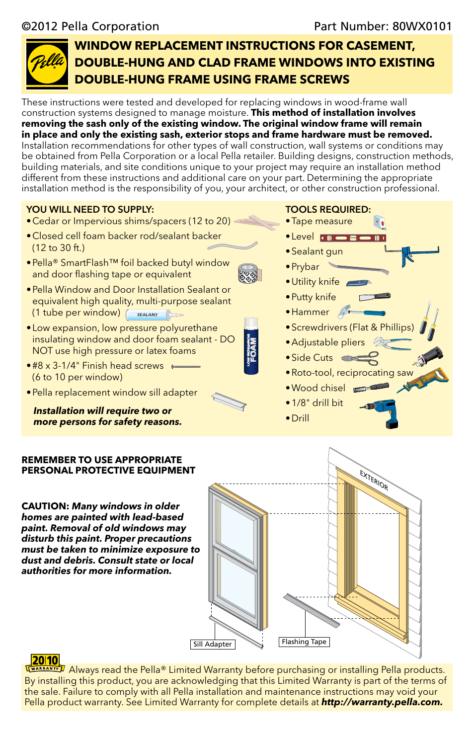 Pella 80WX0101 User Manual | 8 pages