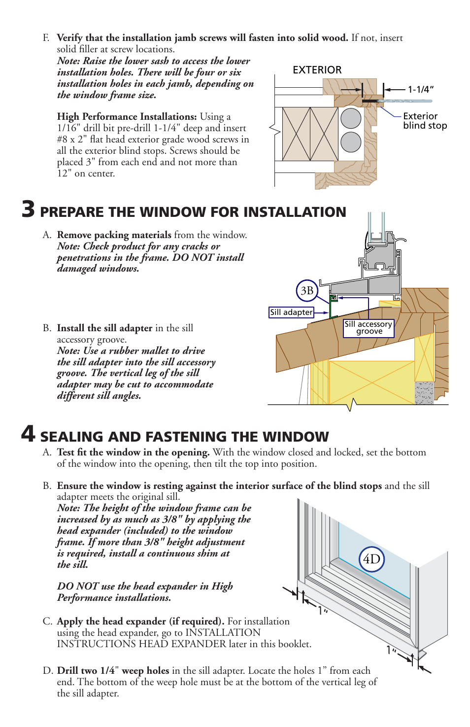 Sealing and fastening the window, Prepare the window for installation | Pella Avinyl Windows and Doors V784840 User Manual | Page 3 / 7