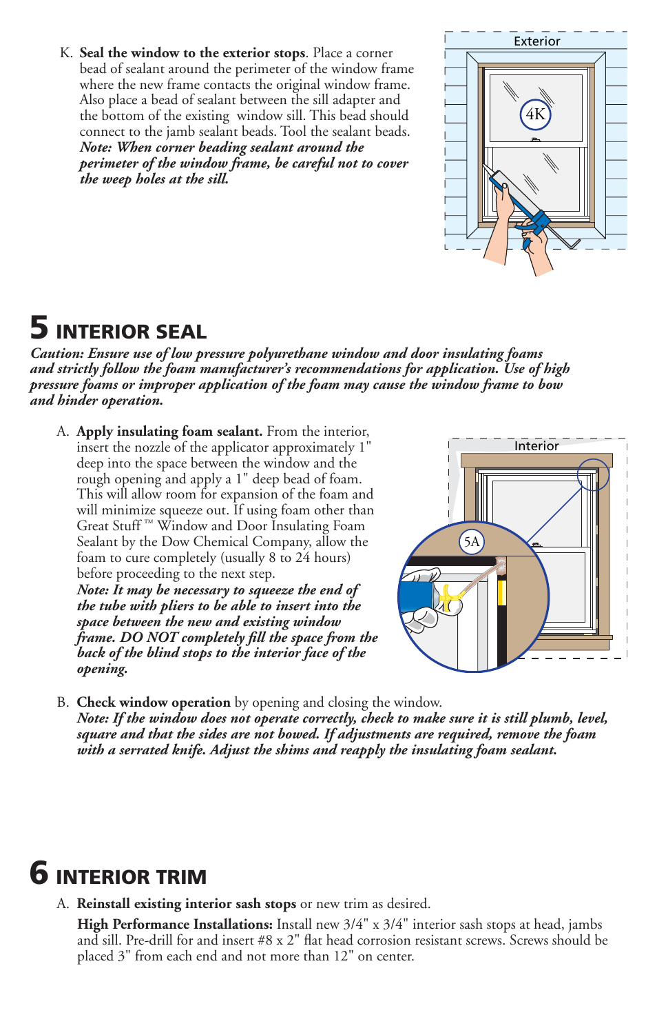 Interior seal, Interior trim | Pella Avinyl Windows and Doors V784840 User Manual | Page 5 / 7