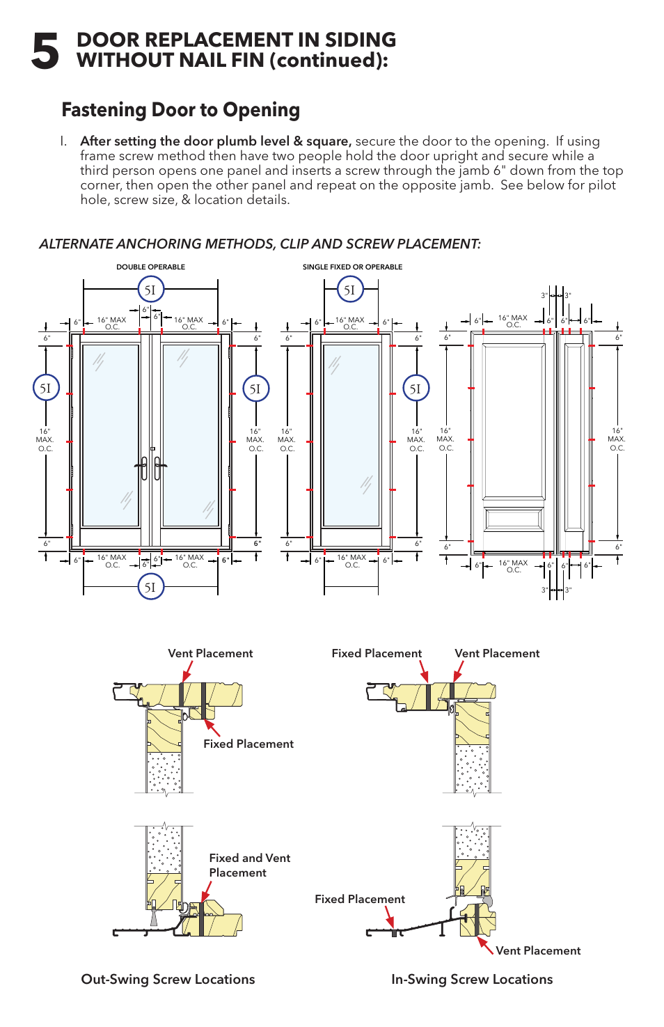 Out-swing screw locations in-swing screw locations | Pella 81AK0101 User Manual | Page 12 / 18