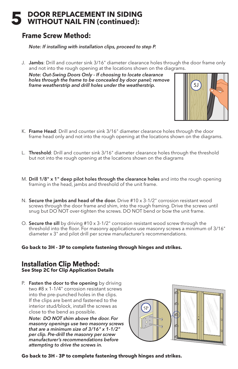 Installation clip method, Frame screw method | Pella 81AK0101 User Manual | Page 13 / 18