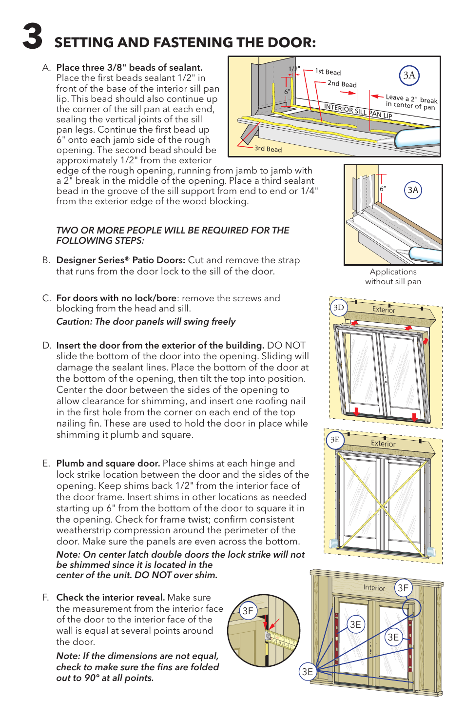 Setting and fastening the door | Pella 81AK0101 User Manual | Page 6 / 18