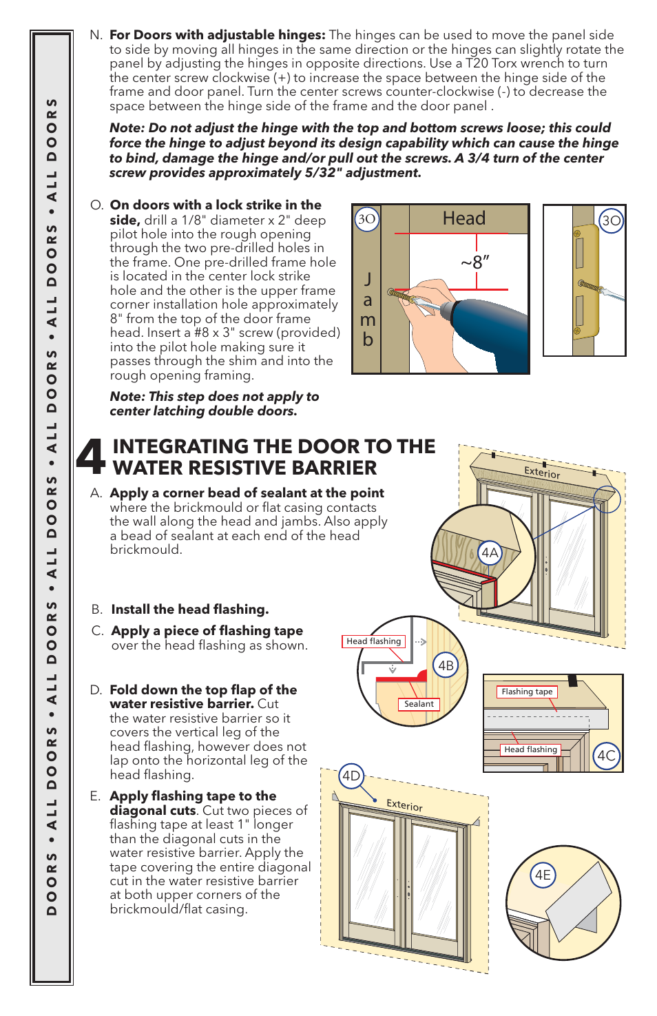 8” head * a m b | Pella Wood Hinged Patio Door 818K0100 User Manual | Page 9 / 16