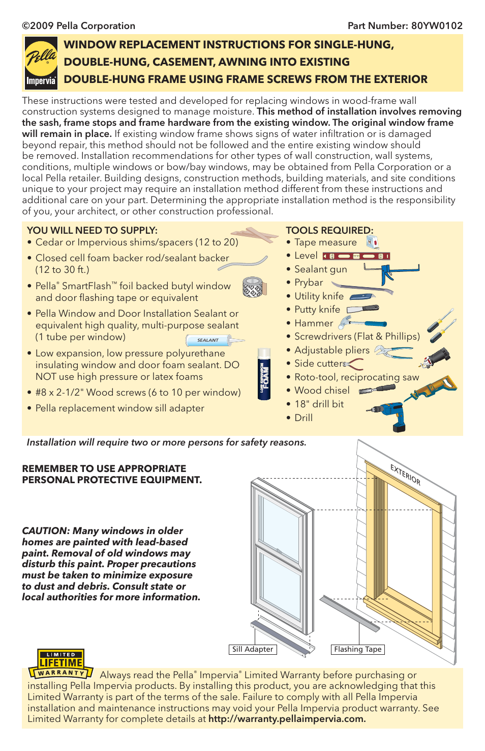 Pella Impervia 80YW0102 User Manual | 13 pages