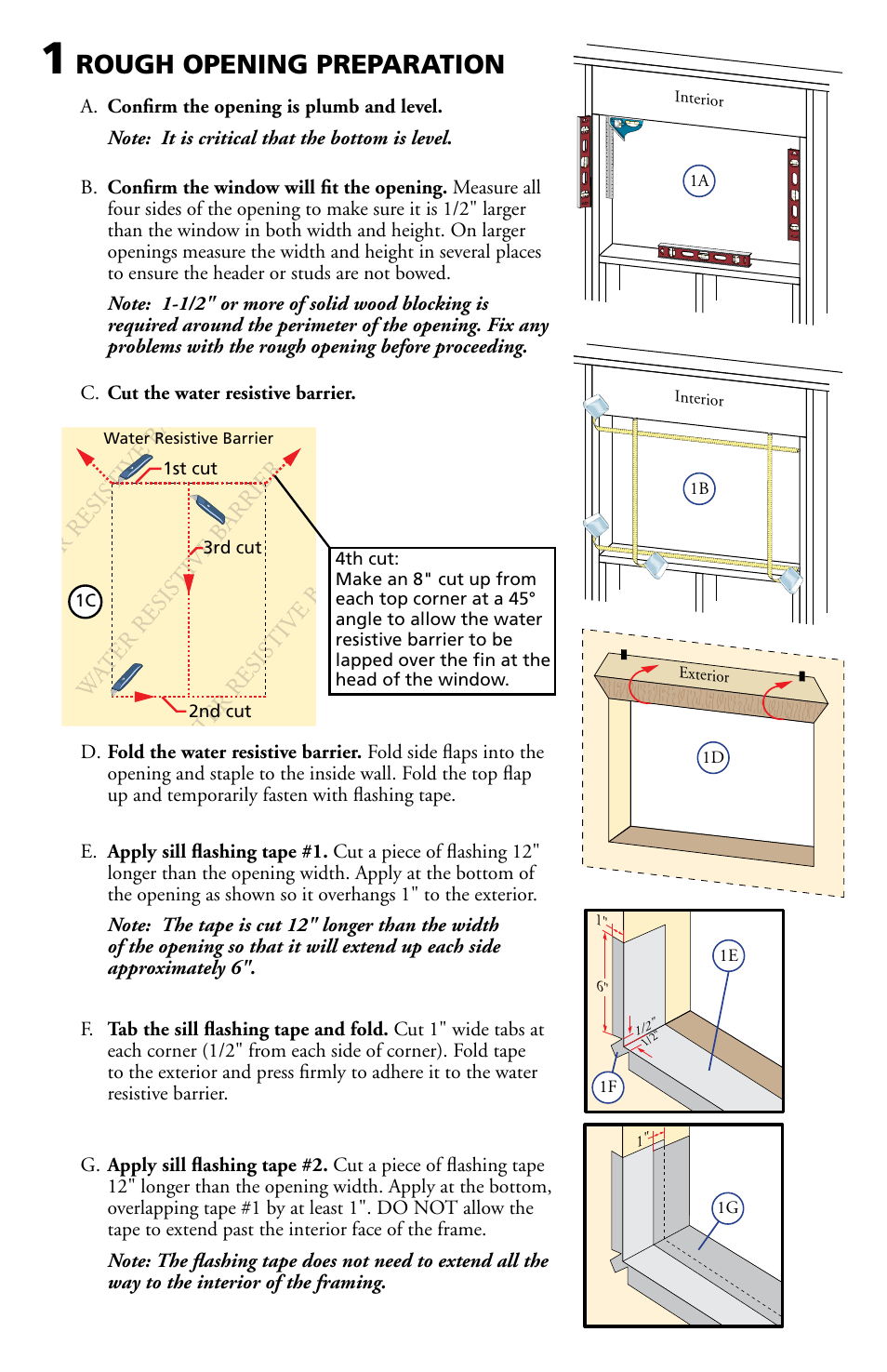 Rough opening preparation | Pella Impervia 802Q0101 User Manual | Page 2 / 7