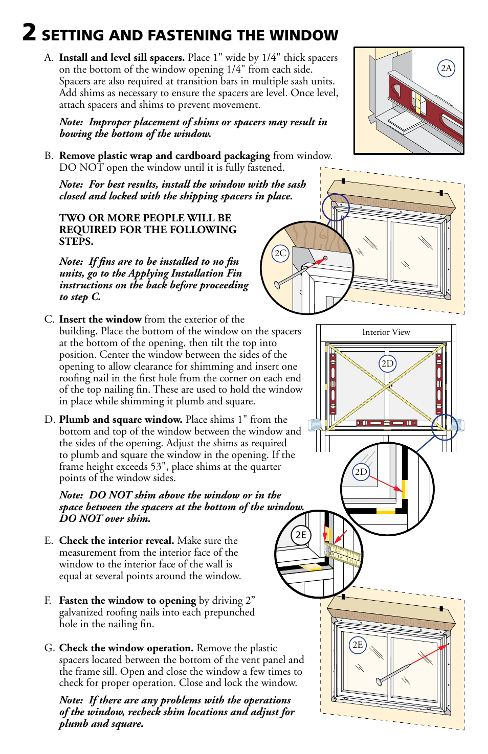 Setting and fastening the window | Pella Impervia 802Q0101 User Manual | Page 3 / 7