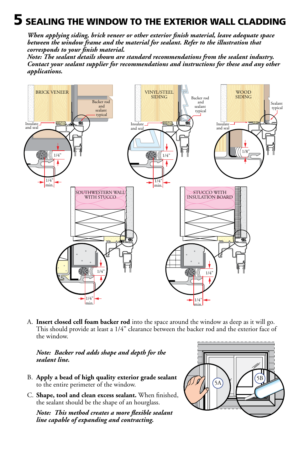 Sealing the window to the exterior wall cladding | Pella Impervia 802Q0101 User Manual | Page 5 / 7