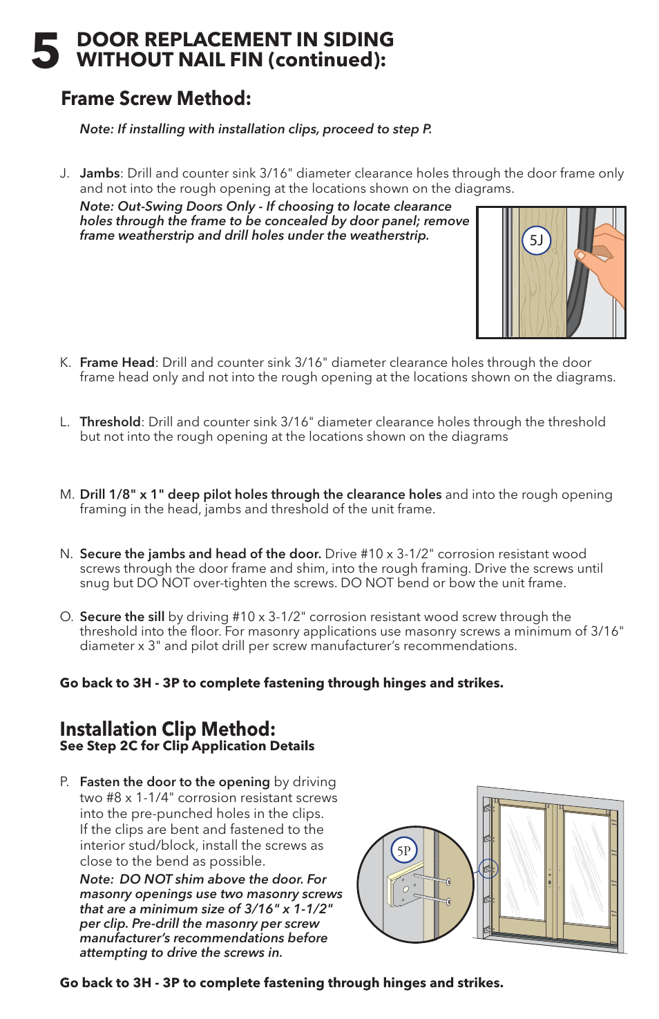 Installation clip method, Frame screw method | Pella 81DU0100 User Manual | Page 13 / 19