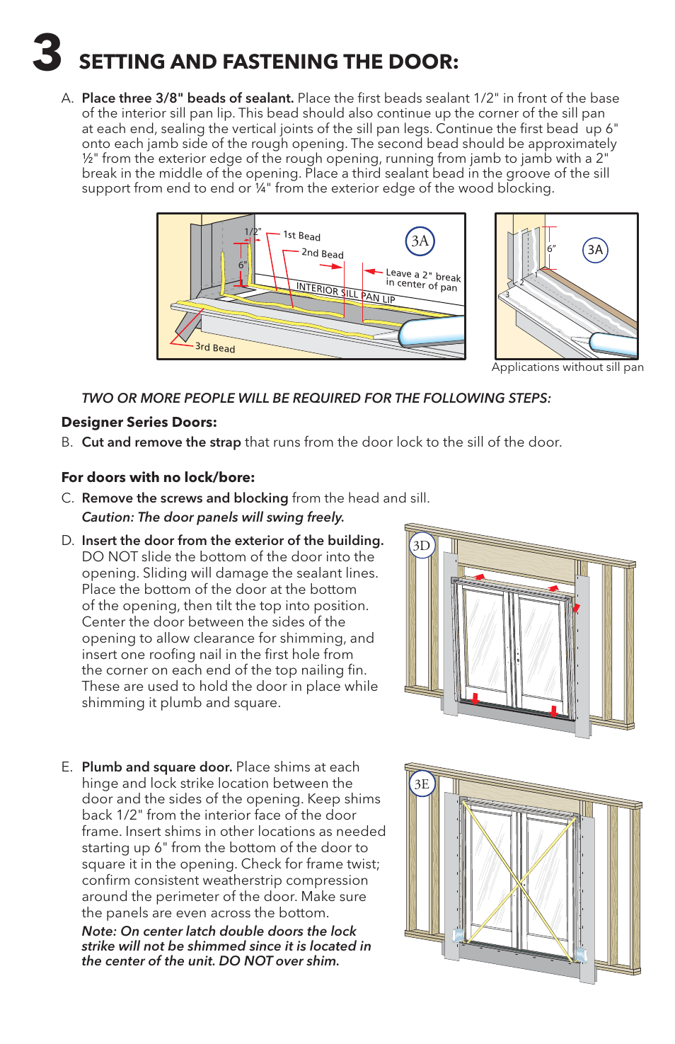 Setting and fastening the door | Pella 81DU0100 User Manual | Page 6 / 19