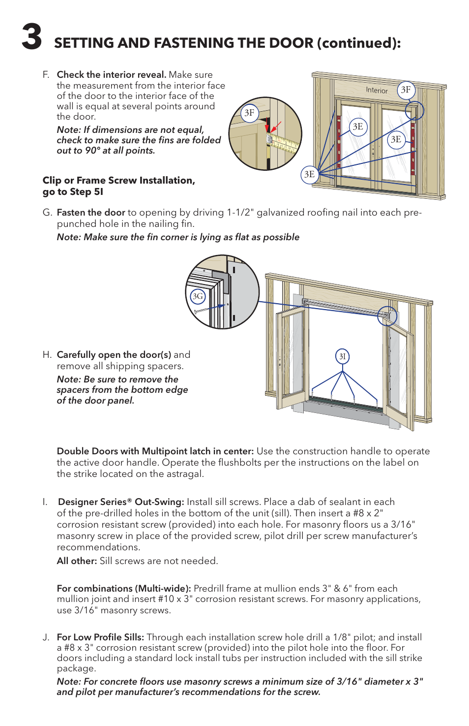 Setting and fastening the door (continued) | Pella 81DU0100 User Manual | Page 7 / 19