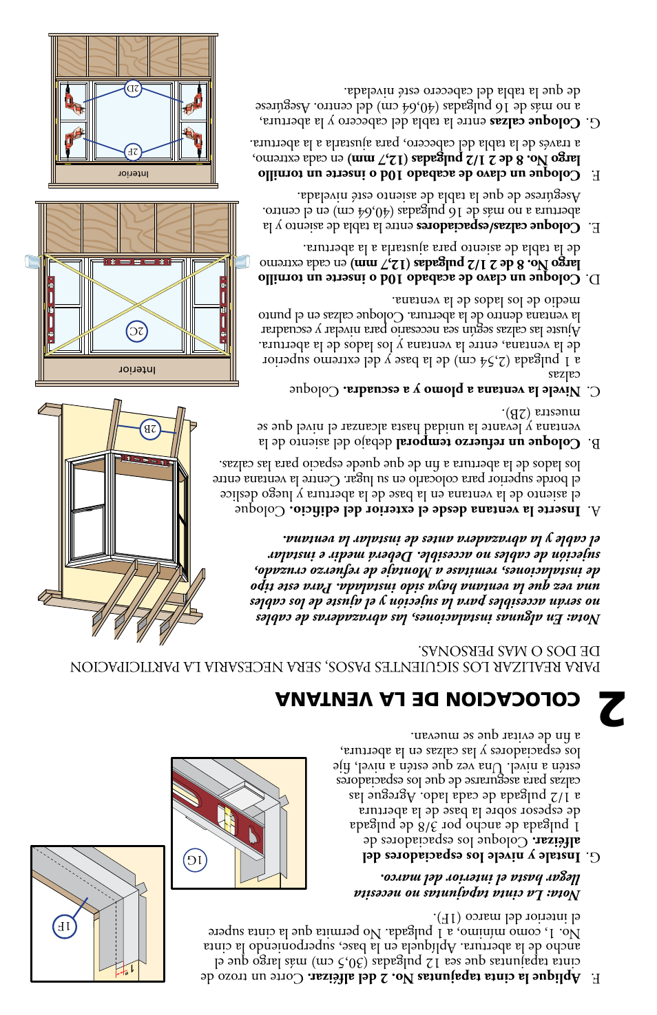 Colocacion de la ve ntana | Pella Bay and Bow window with seat board 80AT0102 User Manual | Page 14 / 16