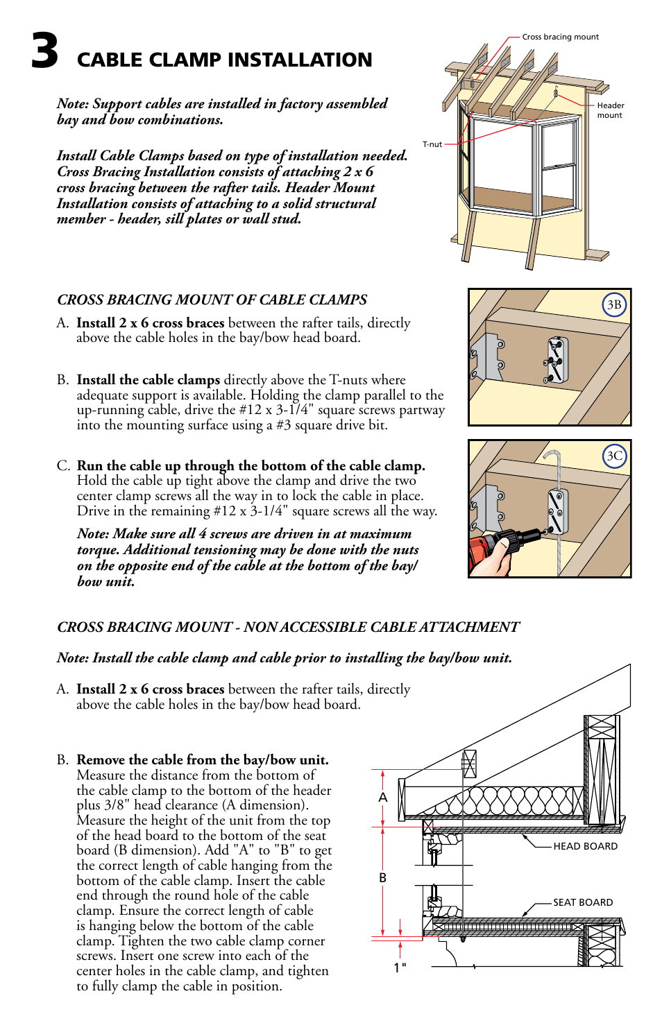 Cable clamp installation | Pella Bay and Bow window with seat board 80AT0102 User Manual | Page 4 / 16