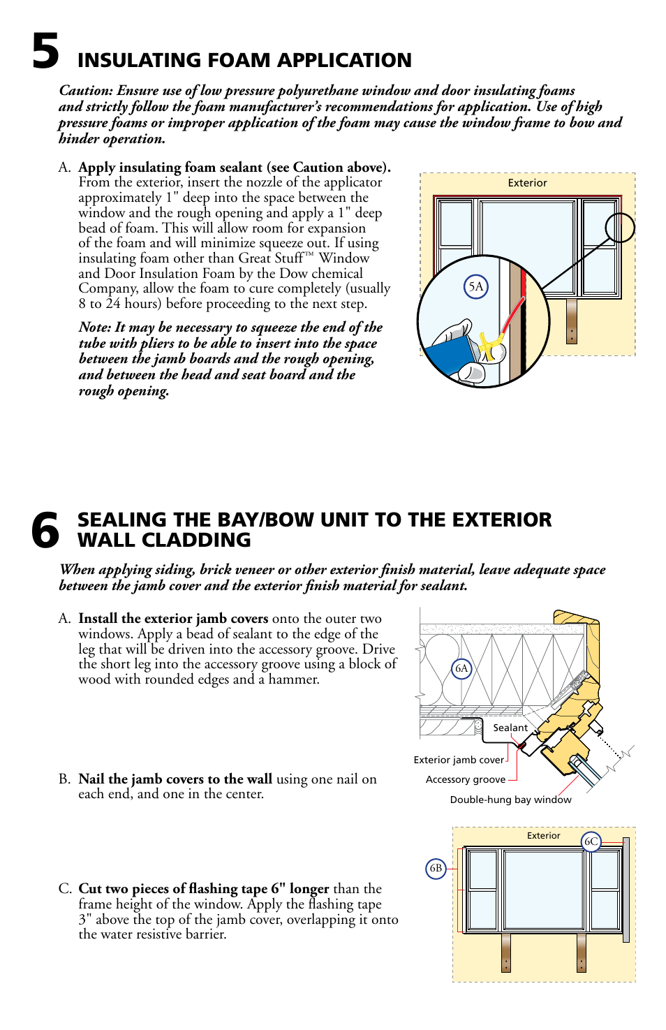 Insulating foam application | Pella Bay and Bow window with seat board 80AT0102 User Manual | Page 6 / 16
