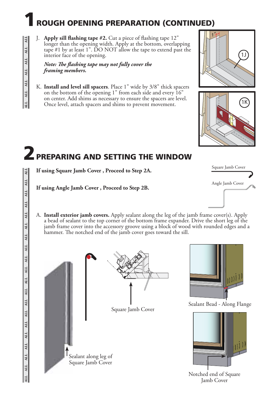 Preparing and setting the window, Rough opening preparation (continued) | Pella 81470102 User Manual | Page 4 / 12