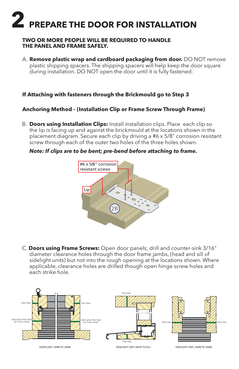 Prepare the door for installation | Pella 818T0101 User Manual | Page 4 / 16