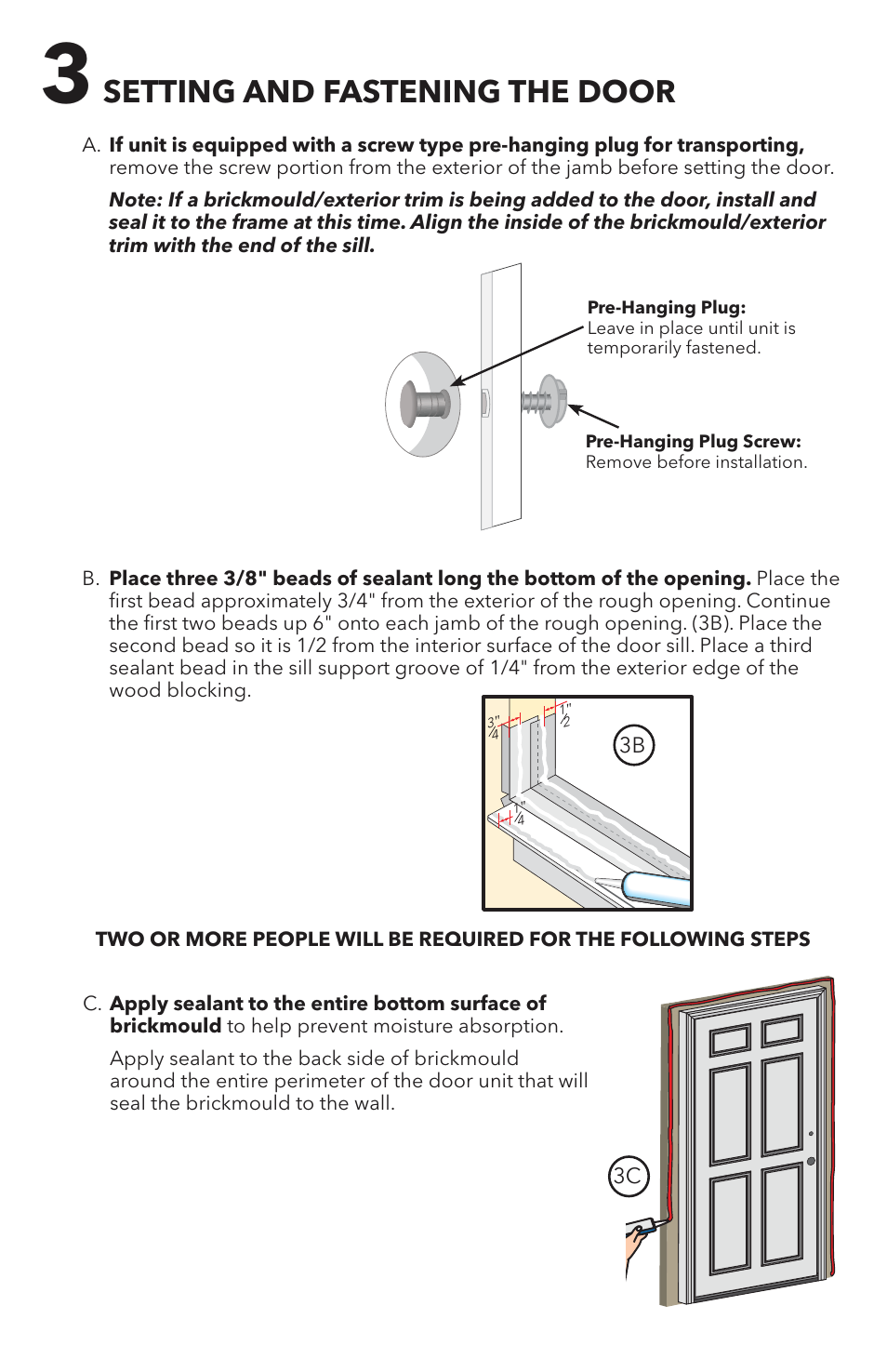 Setting and fastening the door | Pella 818T0101 User Manual | Page 6 / 16
