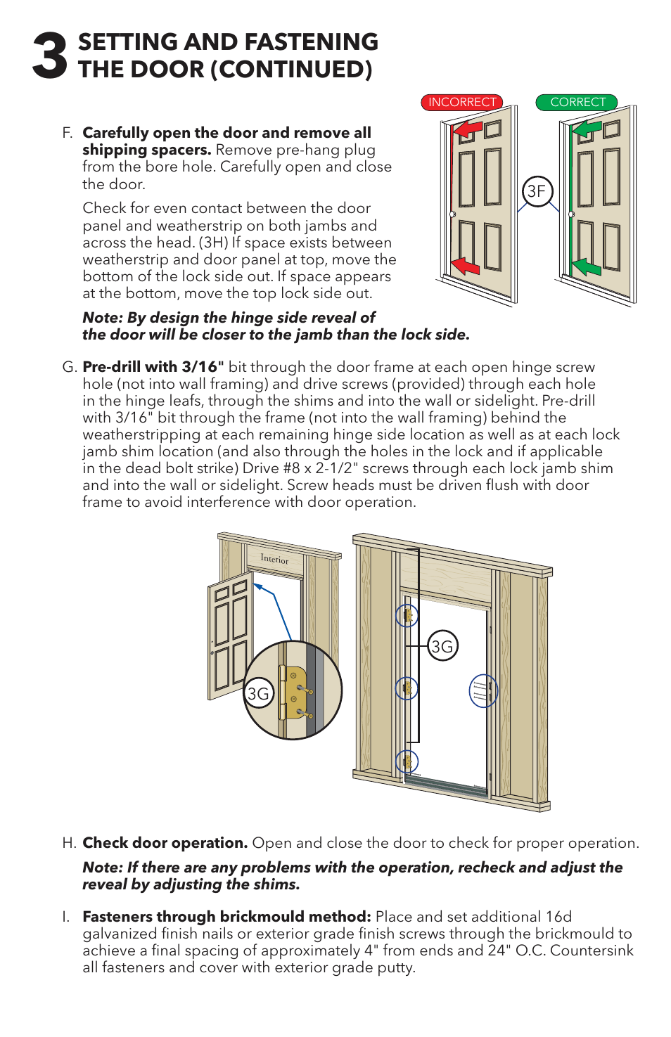 Setting and fastening the door (continued) | Pella 818T0101 User Manual | Page 8 / 16