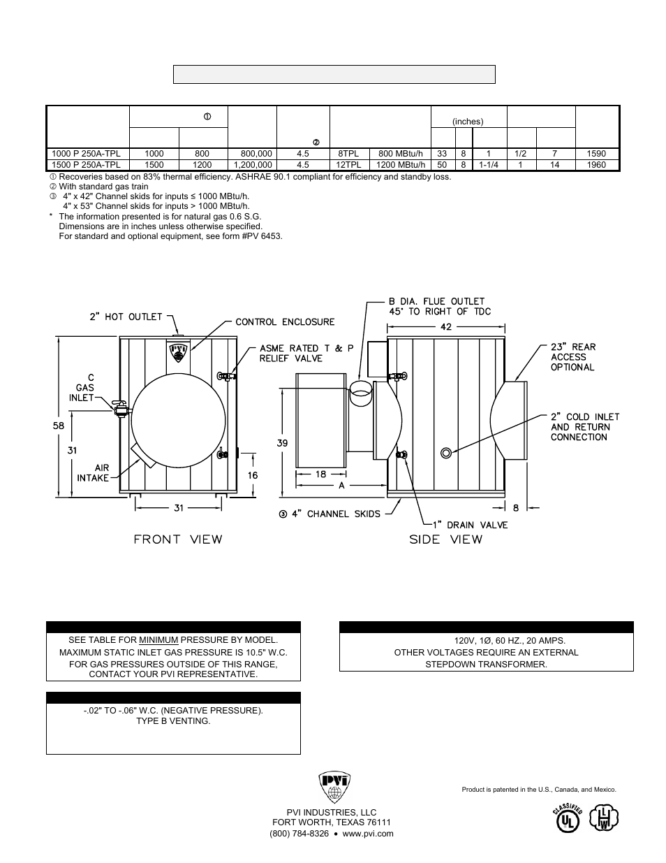 PVI Industries 1000 P 250A-TPL User Manual | 1 page