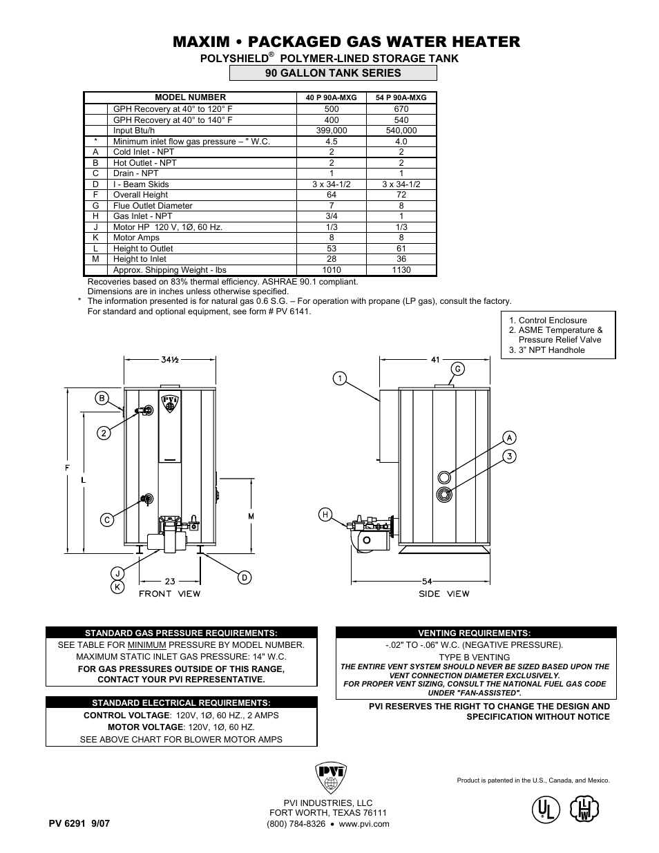 PVI Industries 40 P 90A-MXG User Manual | 1 page