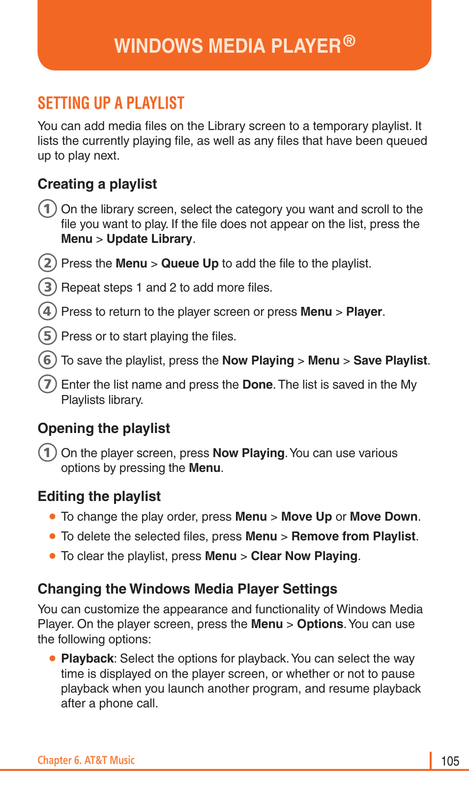 Windows media player, Setting up a playlist | Pantech Matrix Pro User Manual | Page 107 / 261