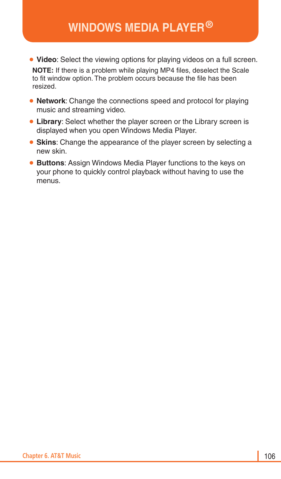 Windows media player | Pantech Matrix Pro User Manual | Page 108 / 261