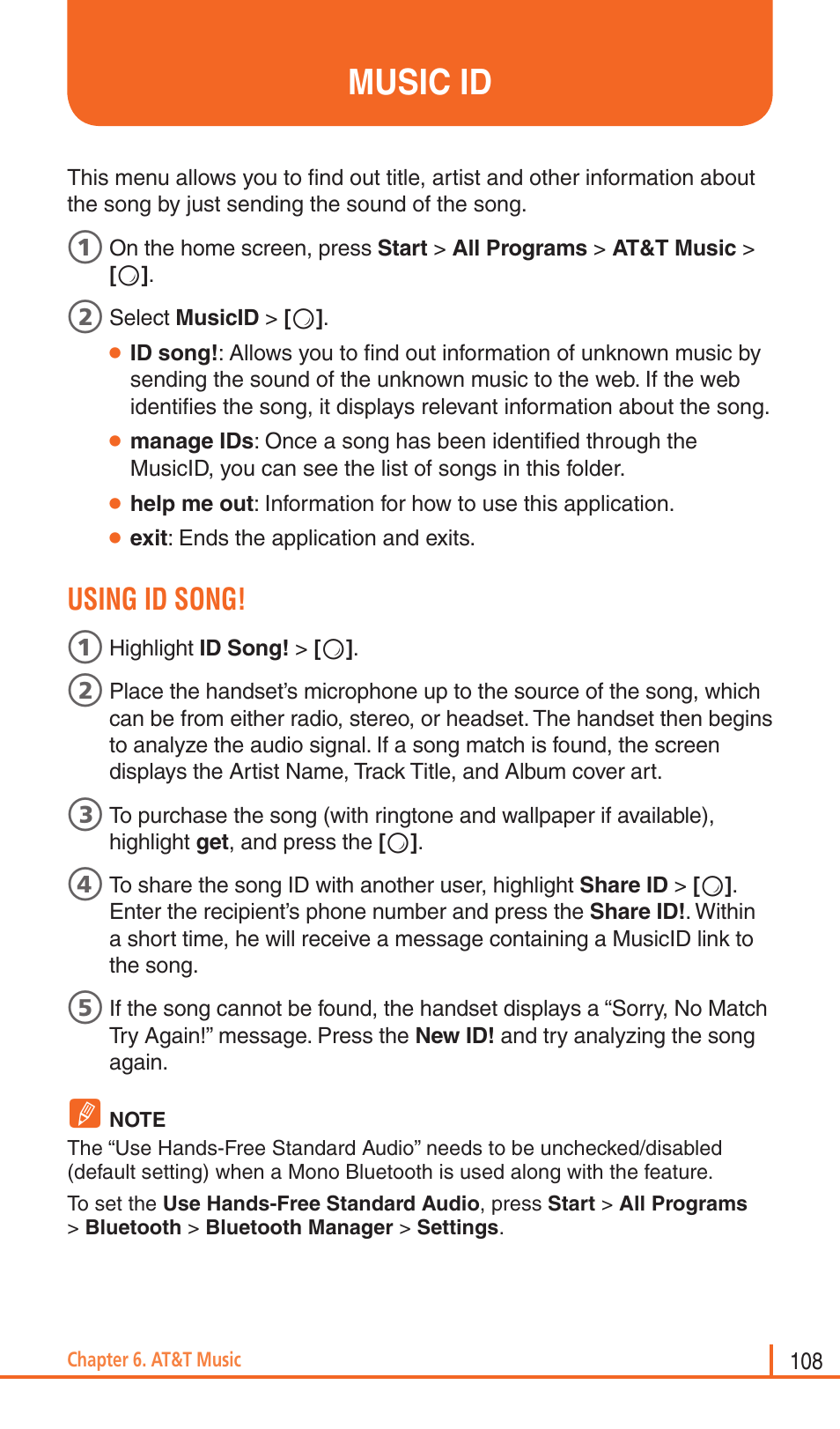 Music id, Using id song | Pantech Matrix Pro User Manual | Page 110 / 261