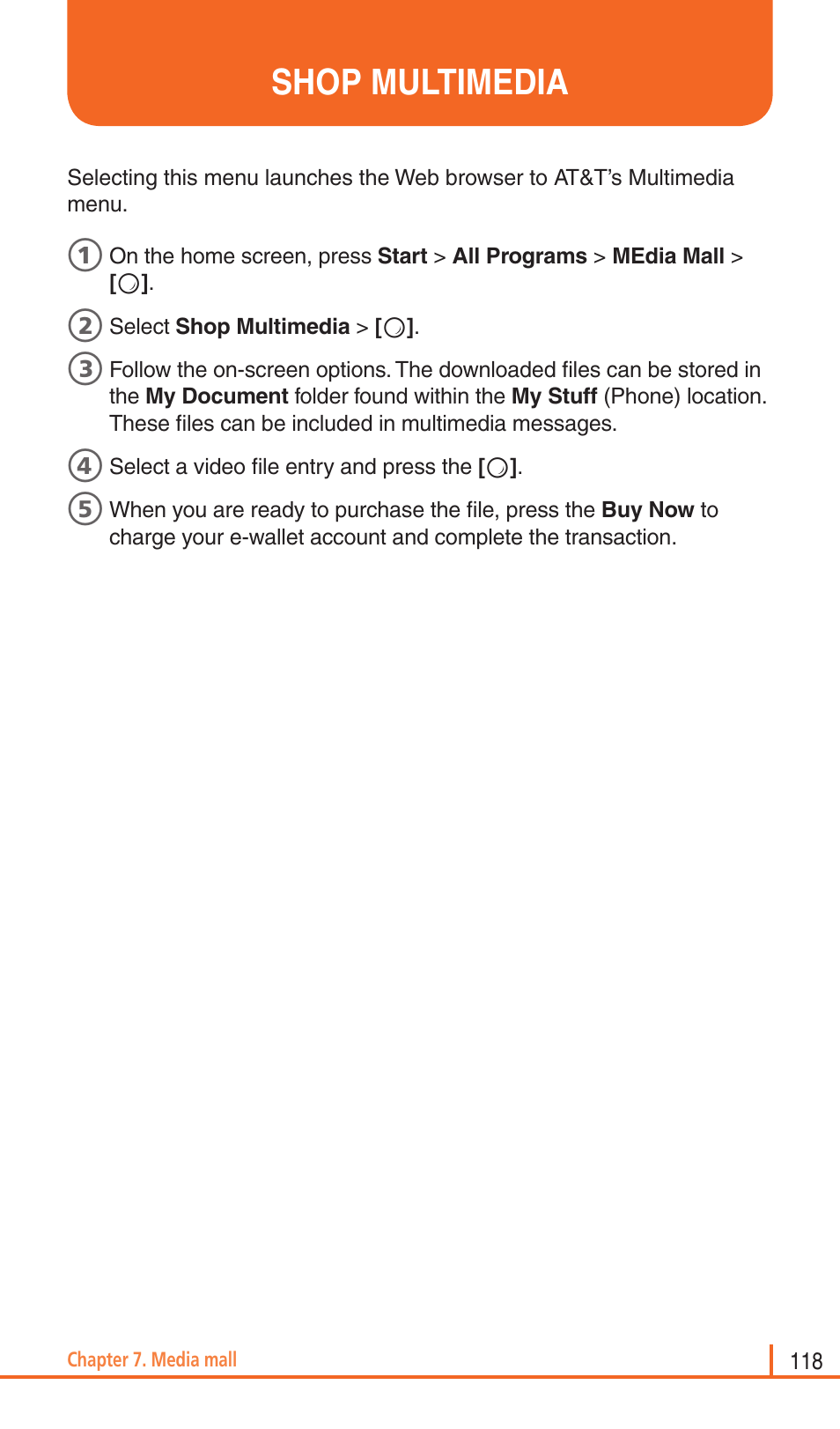 Shop multimedia | Pantech Matrix Pro User Manual | Page 120 / 261