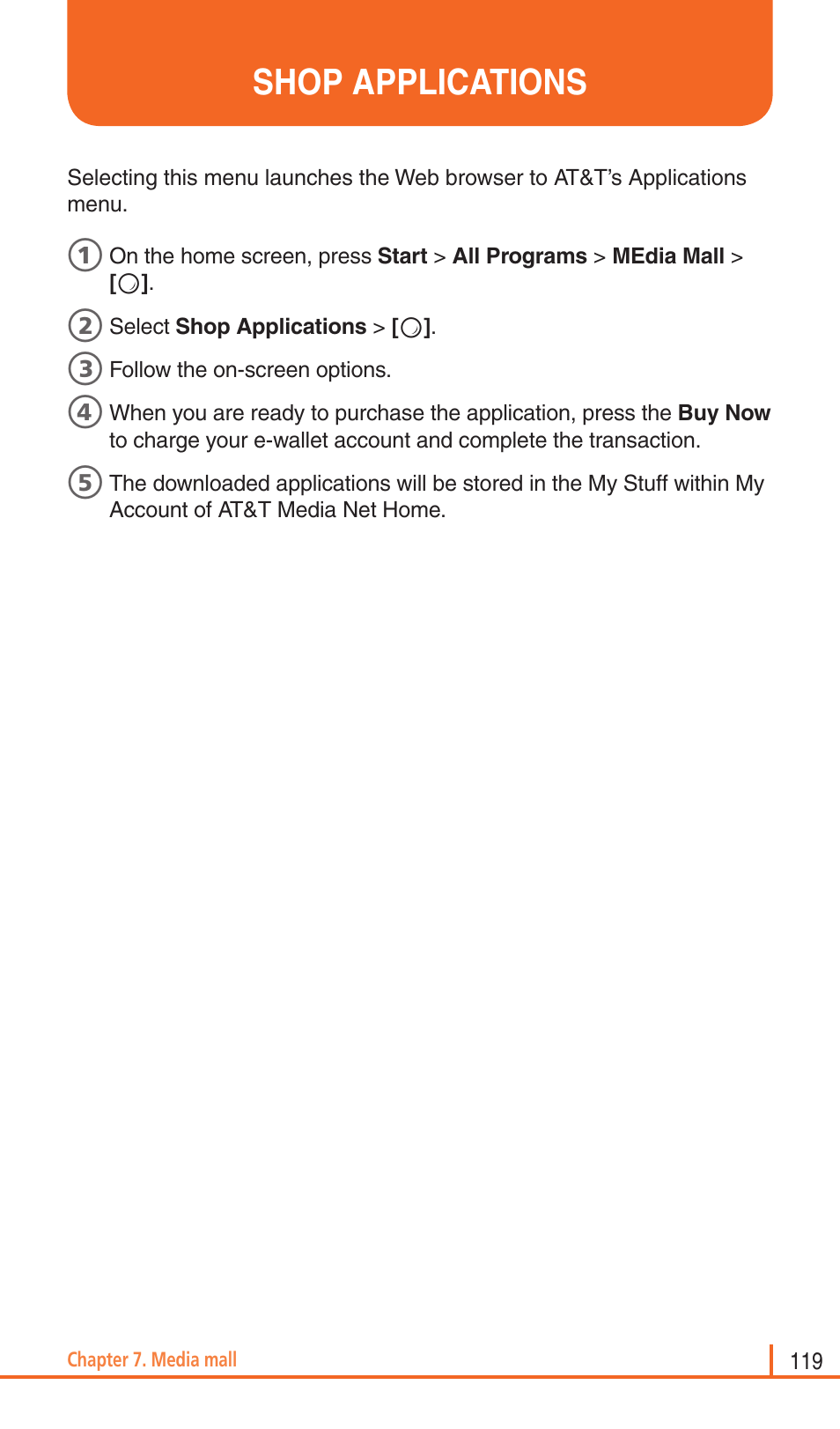 Shop applications | Pantech Matrix Pro User Manual | Page 121 / 261